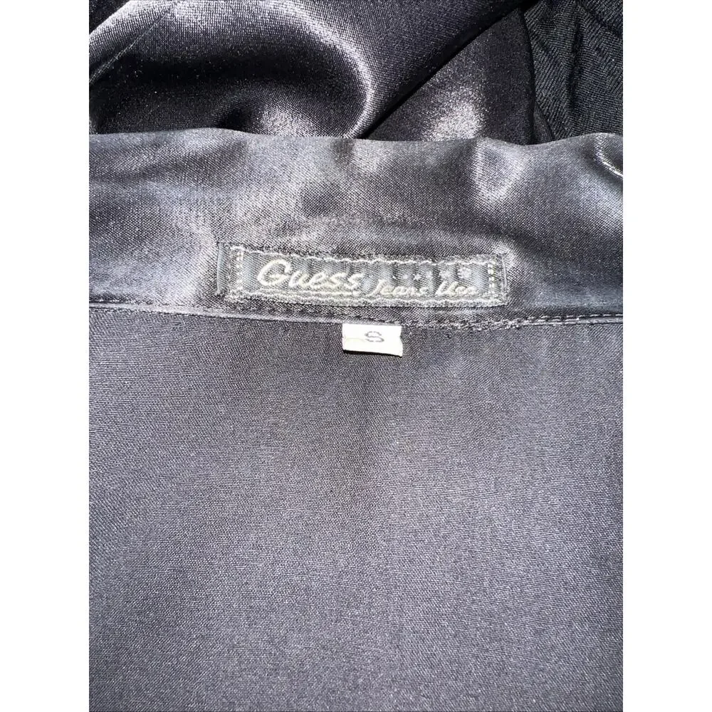 Guess Charcoal Gray Satin Full Zip Shirt Women’s Size S